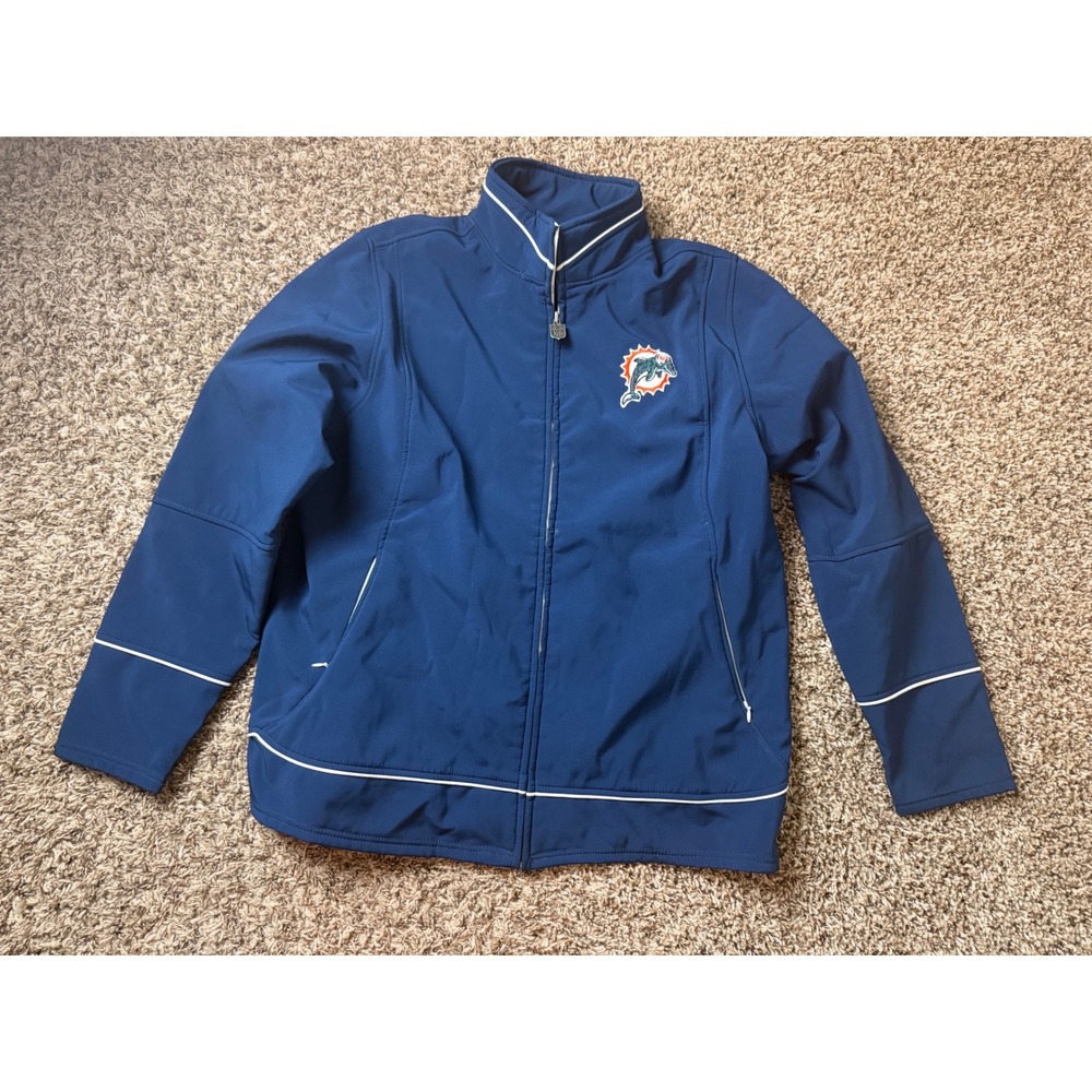 NFL Pro Line Miami Dolphins Womens Blue Softshell Jacket Full Zip Navy Large